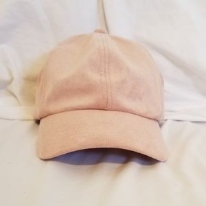 Suede Pink Baseball Cap w/ Lace Back